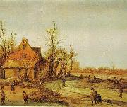 Esaias Van de Velde A Winter Landscape oil painting artist